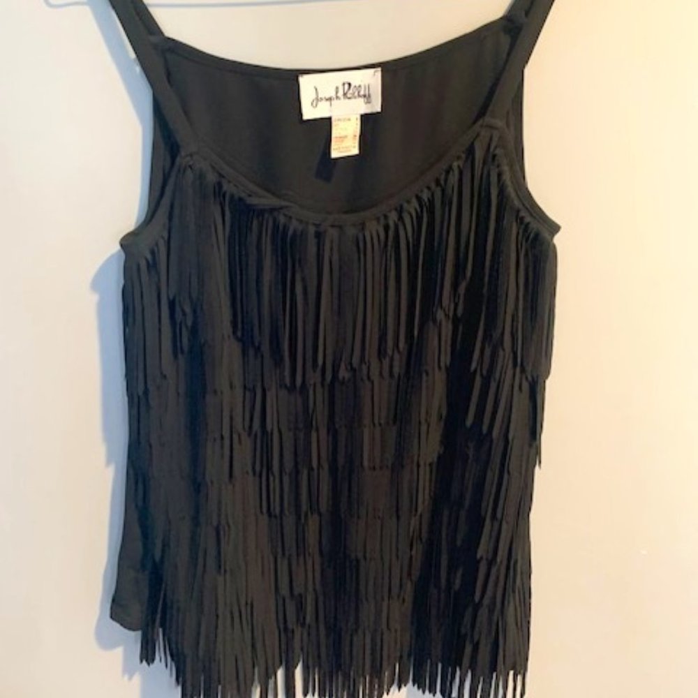 Joshep Ribkoff Black Fringe Tank size 6
